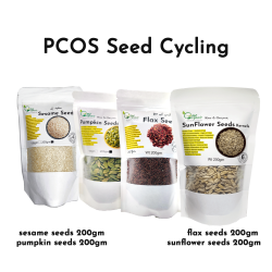 Pack of 4 Seeds 200grams each , Sunflower Pumpkin Flax Sesame for Seed Cycling PCOS ,Hormonal Balance, Weight Loss